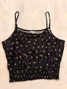 XL Love, Fire Black Floral Smocked Cami